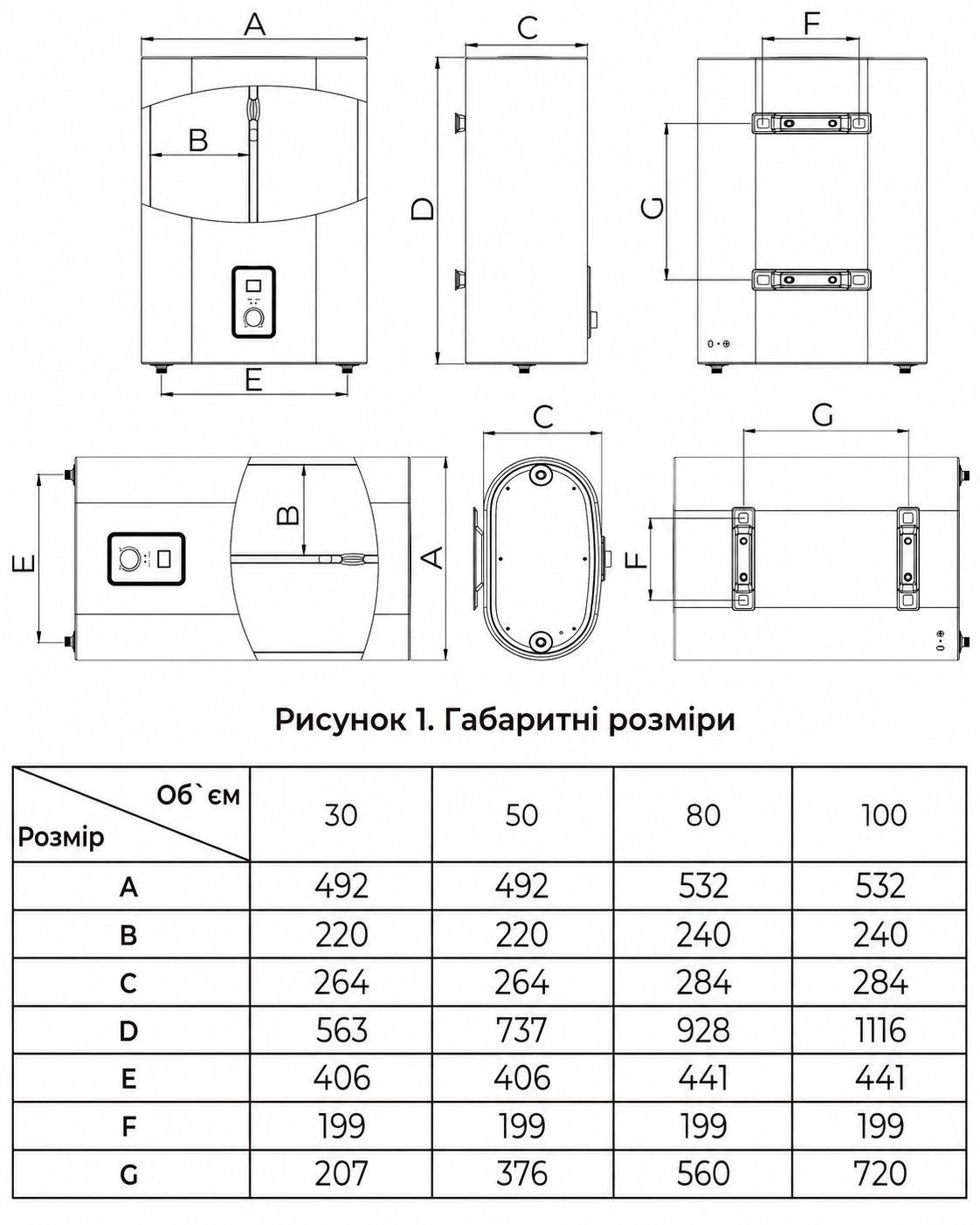 Fudo Simple FDS-50L Габаритні розміри