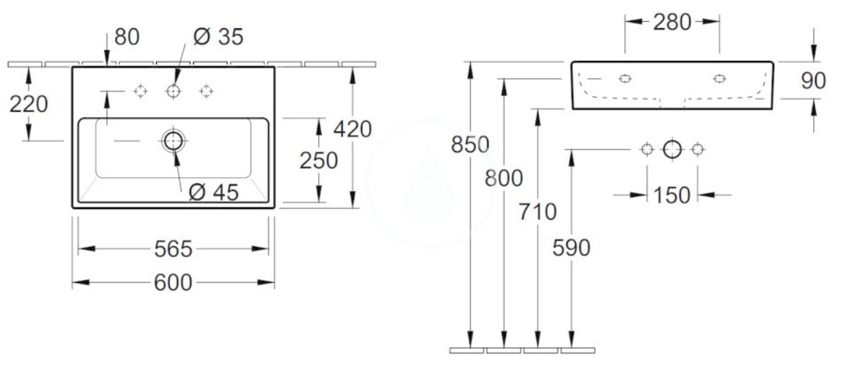 Villeroy&Boch Memento (51336LR2) Габаритні розміри