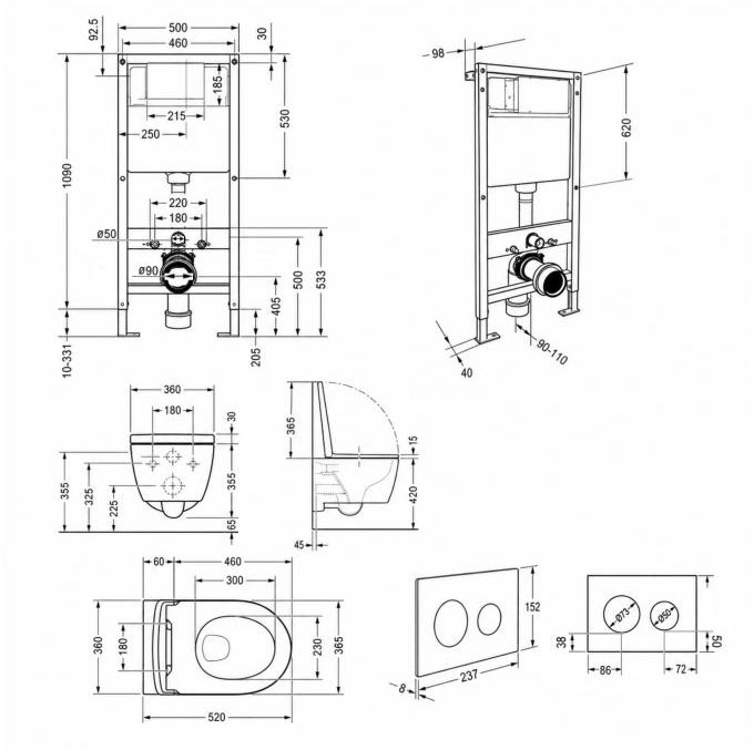 Q-Tap Swan Rimless QT16335178W51635 Габаритні розміри