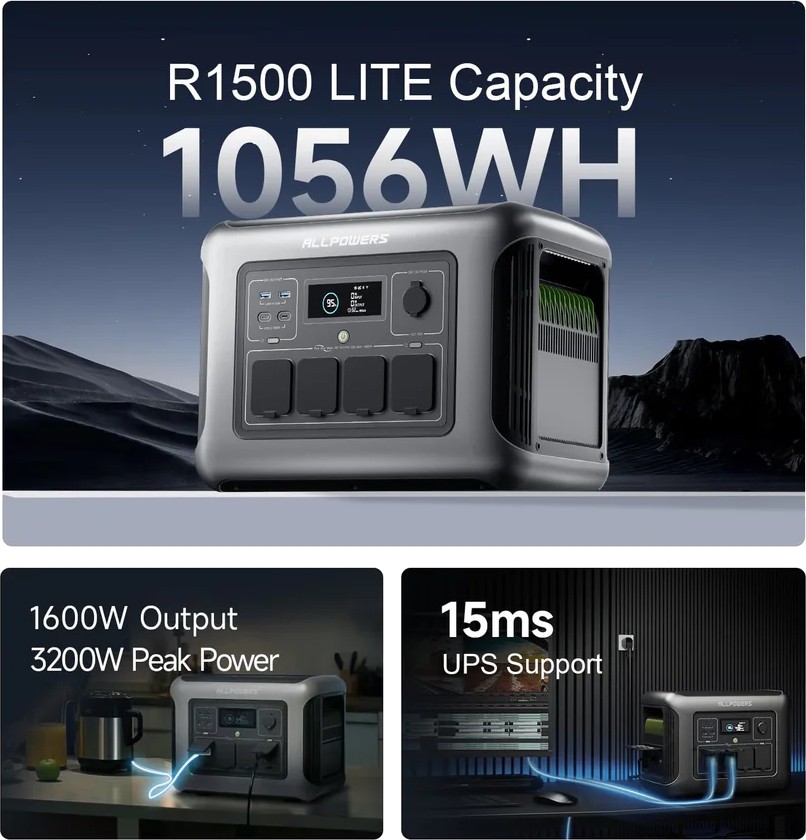 Allpowers R1500 Lite, 1600Вт / 1056Вт*год в магазині в Києві - фото 10