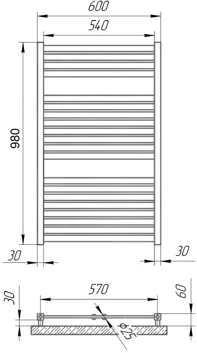 Polywarm Ithaka Sensor Wi-Fi Ei 20/60, біла Габаритні розміри