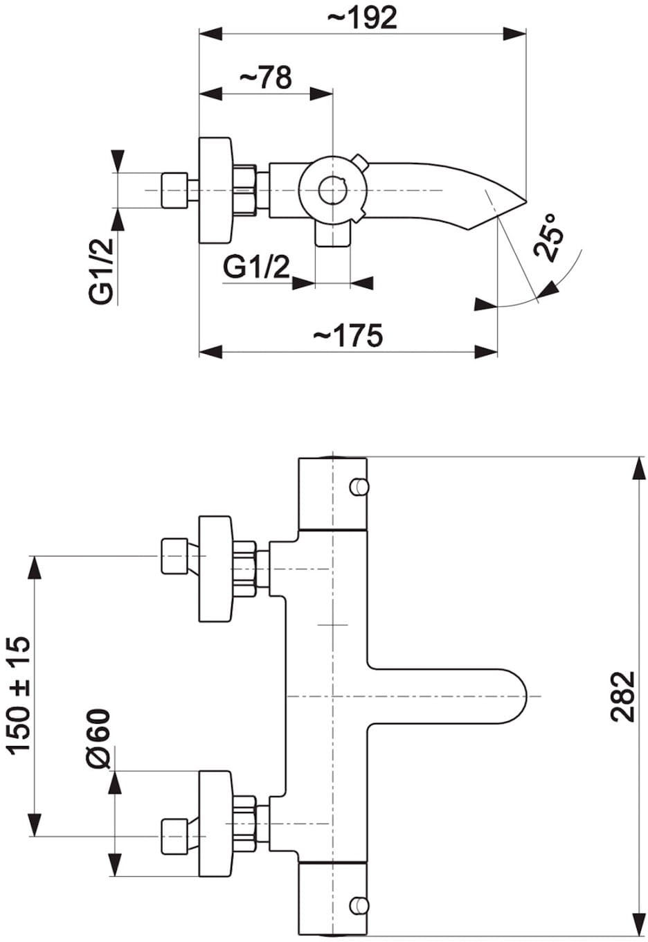 KFA Armatura Moza Chrome 5734-010-00 Габаритные размеры