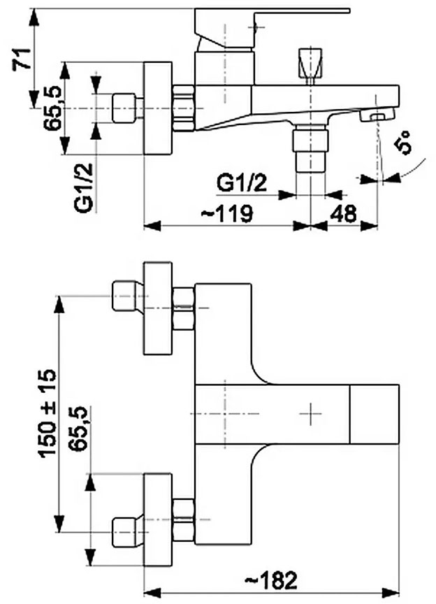 KFA Armatura Logon Black 5134-010-81 Габаритные размеры