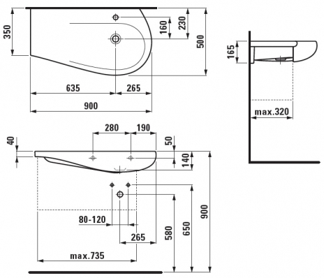 Laufen Alessi One (H8149764001041) Габаритні розміри