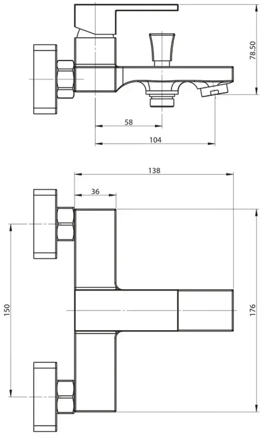 KFA Armatura Amberg Chrome 5834-010-00 Габаритные размеры