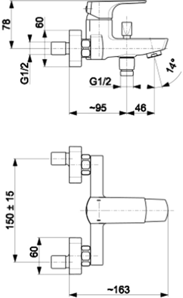 KFA Armatura Mokait Black 5534-010-81 Габаритні розміри