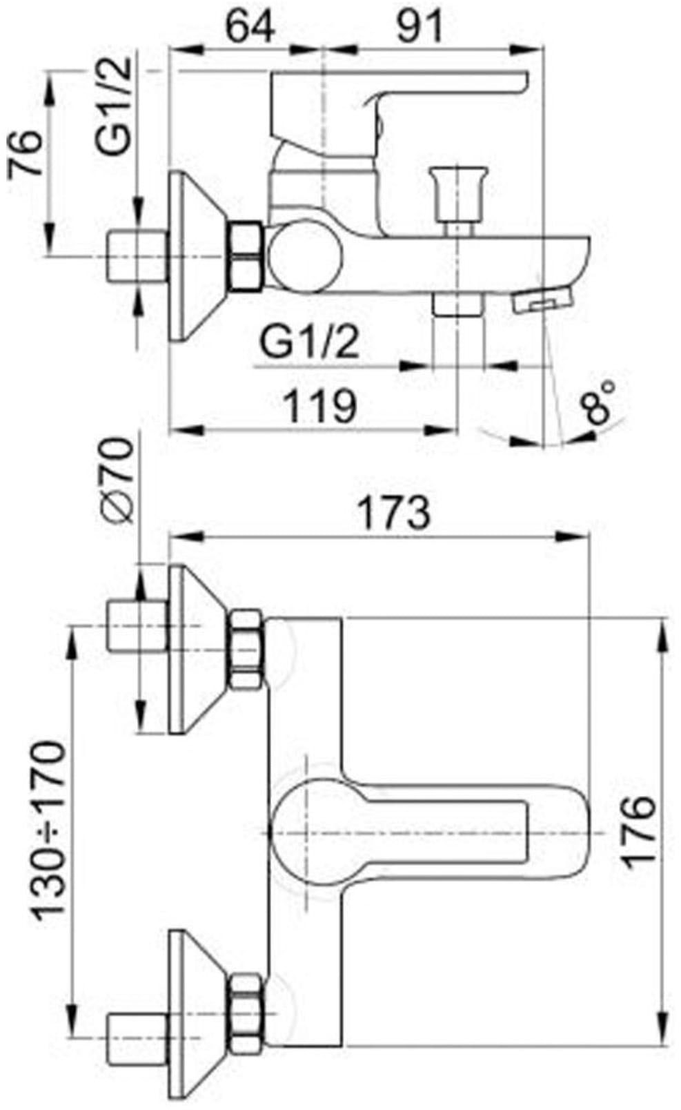 KFA Armatura Sodalit Chrome 5424-010-00 Габаритні розміри