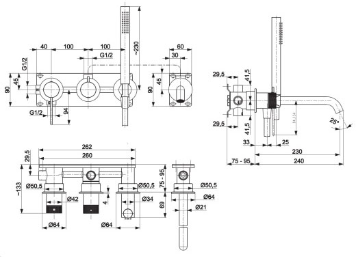 KFA Armatura Moza 316L Stainless Steel 5049-410-22 Габаритні розміри