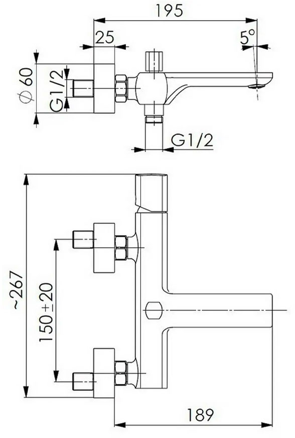 KFA Armatura Morganit Chrome 4924-010-00 Габаритні розміри
