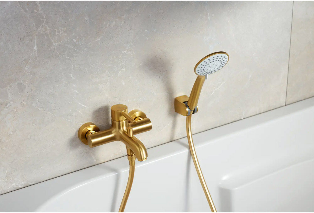 Змішувач для ванни KFA Armatura Moza Brushed Gold 5034-010-31 ціна 11735 грн - фотографія 2