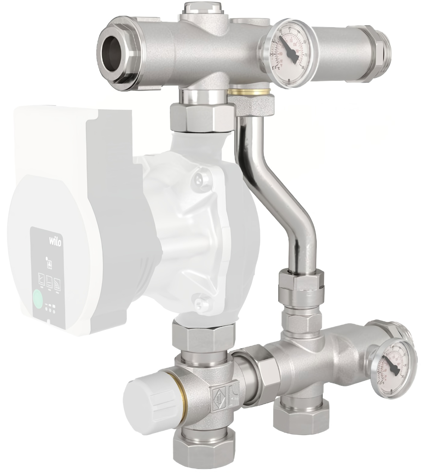 Смесительный узел без насоса Carlo Poletti KF547 SC 1″ с байпасом, подкл. насоса 1″ (KF5471000QSC)