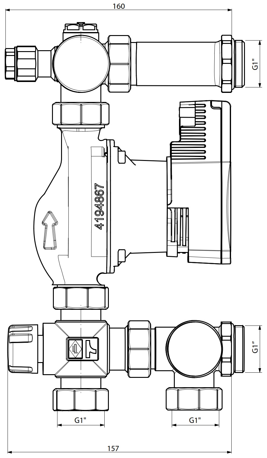 Carlo Poletti KF550 SC 1″, подкл. насоса 1″ (KF5501000QSC) Габаритные размеры