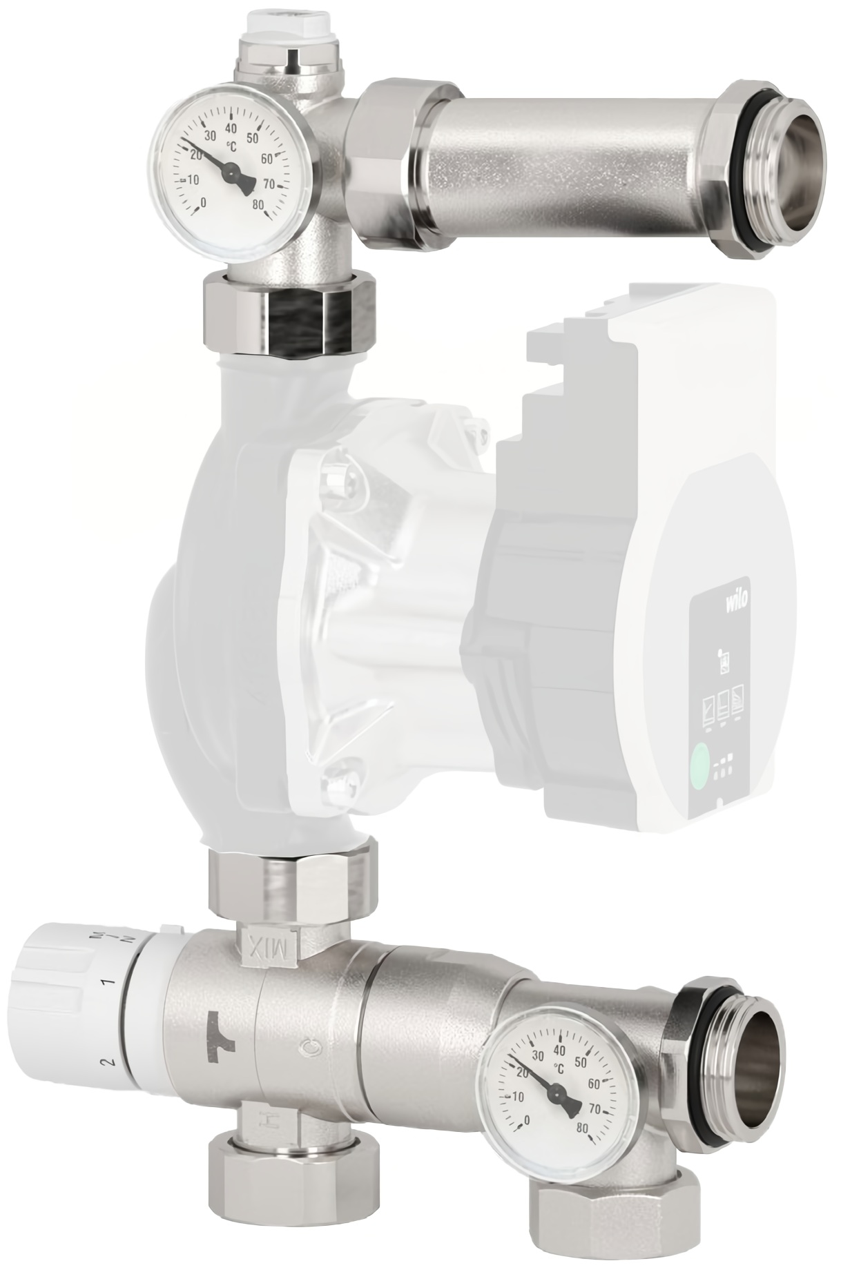 Купить смесительный узел без насоса Carlo Poletti KF549 SC 1″ с термосмесителем, подкл. насоса 1″ (KF5491000QSC) в Киеве