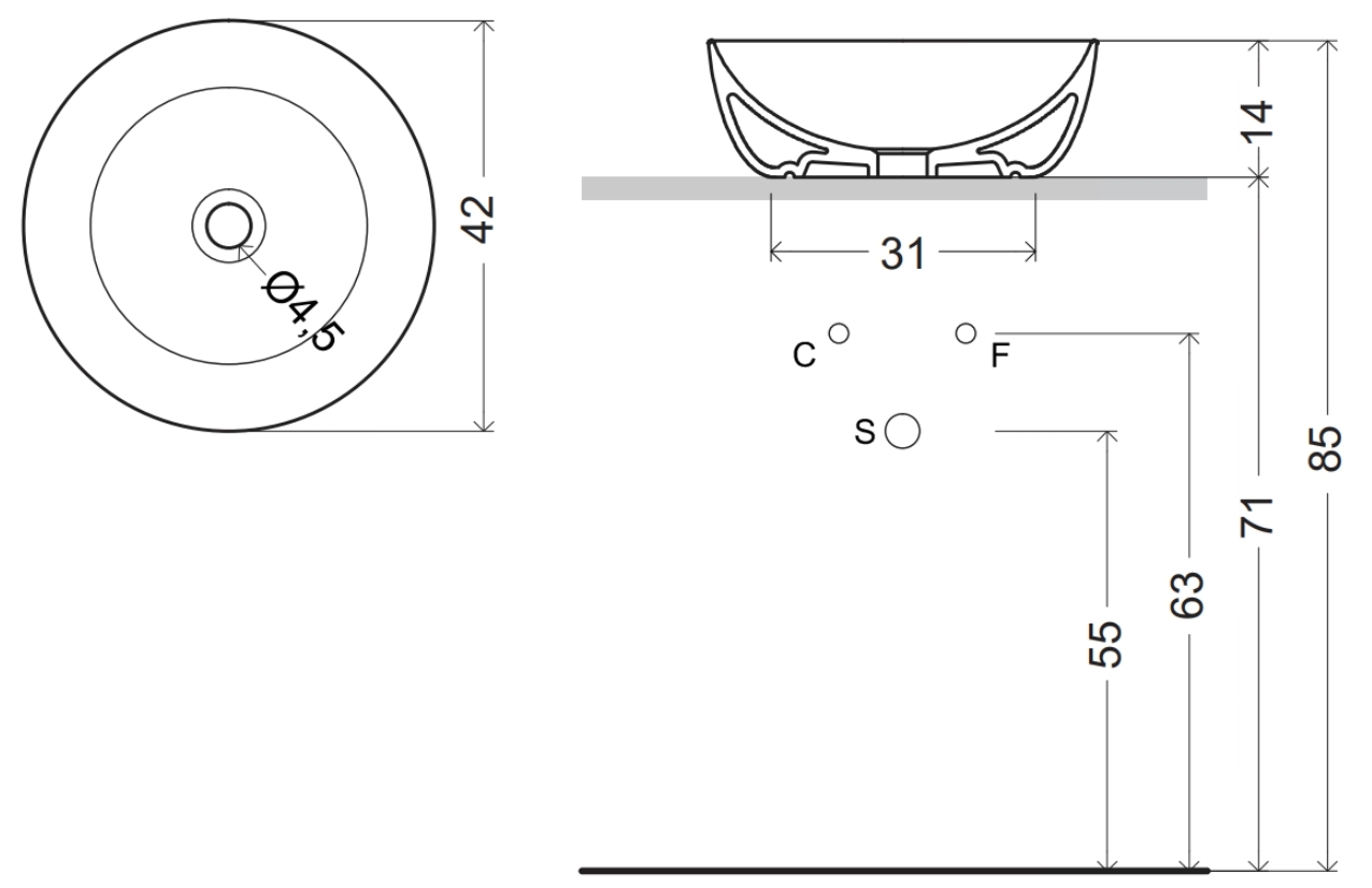 Nic Design Ovvio 42 см (001447001) Габаритні розміри