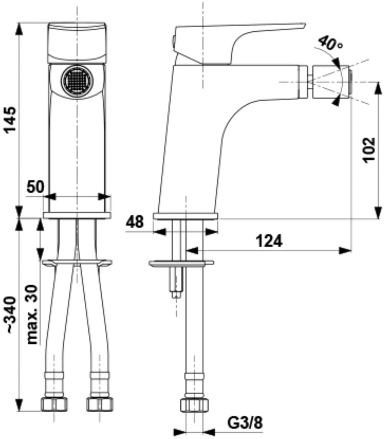 KFA Armatura Mokait Chrome 5537-015-00 Габаритные размеры