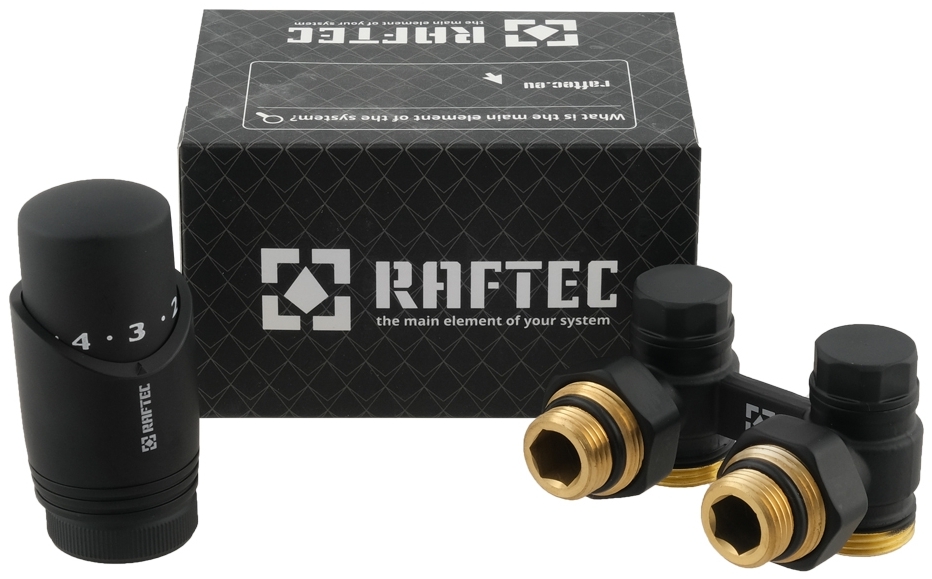 Комплект кранов с термоголовкой Raftec Black (DAHU11-B)