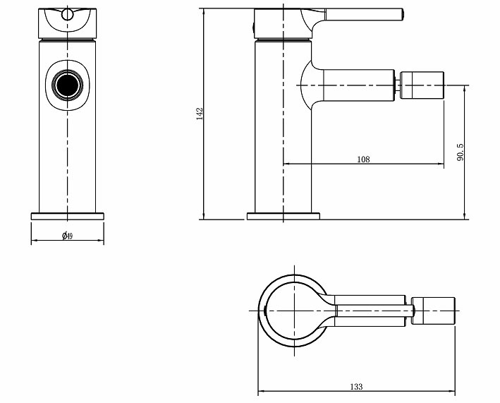 KFA Armatura Silvia Chrome 2037-015-00 Габаритні розміри