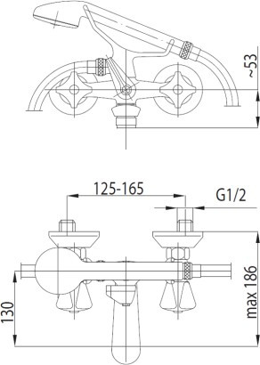 KFA Armatura Standart Chrome 304-120-00 Габаритні розміри