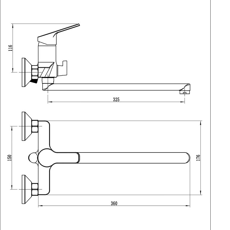 KFA Armatura Sapfir Chrome 2528-715-00 Габаритні розміри
