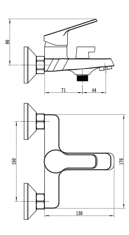 KFA Armatura Sapfir Chrome 2514-010-00 Габаритні розміри