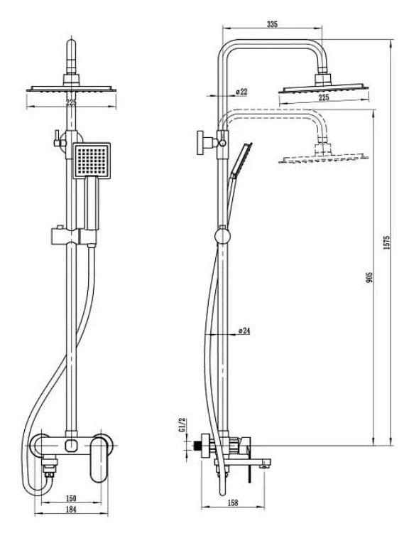 KFA Armatura Koral Chrome 2416-915-00 Габаритні розміри
