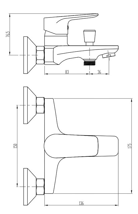 KFA Armatura Koral Chrome 2414-010-00 Габаритні розміри