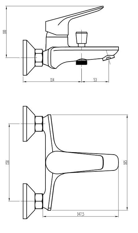 KFA Armatura Bremen Chrome 2314-010-00 Габаритні розміри
