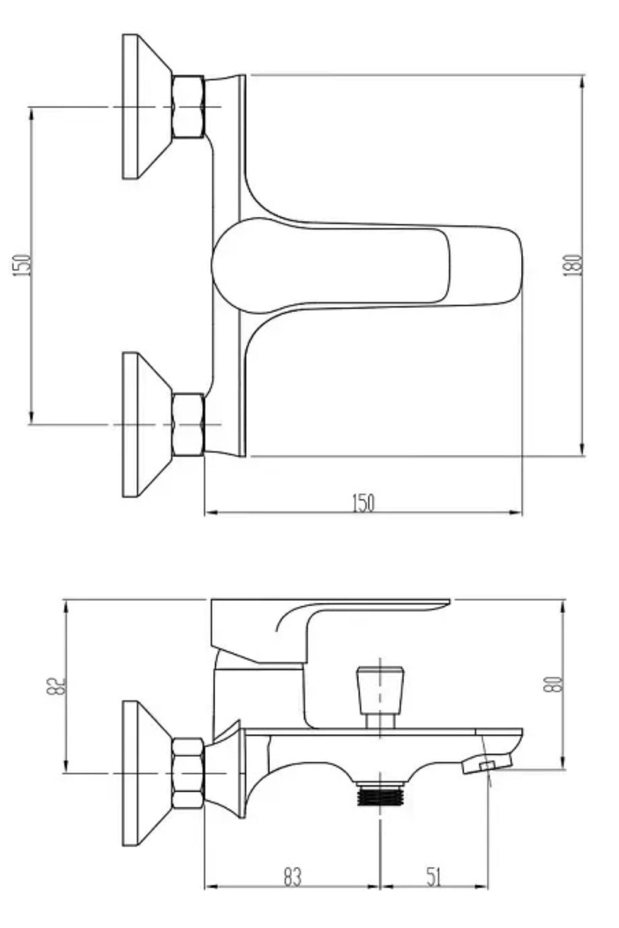 KFA Armatura Rodolit Chrome 2214-010-00 Габаритні розміри