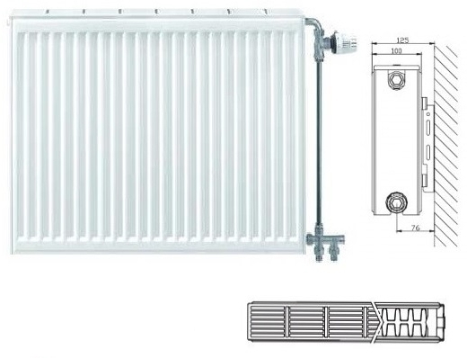 Stelrad Compact 22 тип 300x500, бічне підключення (C22-30-050) Габаритні розміри