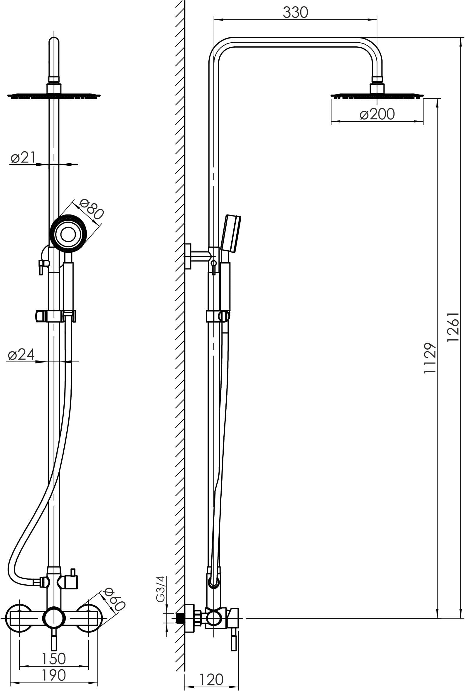 RJ LUX SS RJSP120-06CH Габаритні розміри