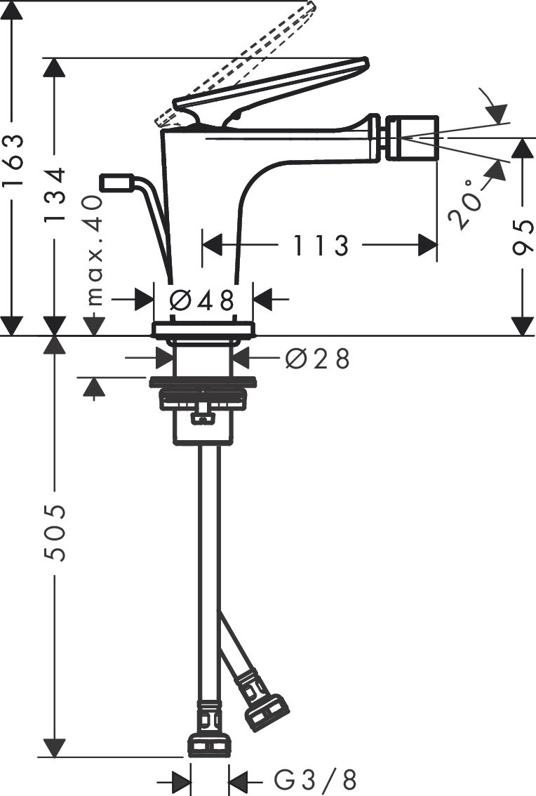 Axor Citterio C 49211820 Габаритные размеры