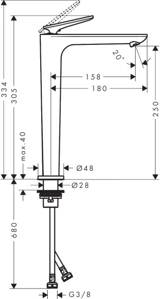 Axor Citterio C 49051820 Габаритные размеры