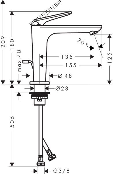 Axor Citterio C 49031820 Габаритные размеры