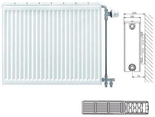 Stelrad Compact 22 тип 600x1400, боковое подключение (C22-60-140) Габаритные размеры