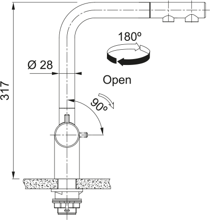 Franke Atlas Neo Clear Water Pull Out Черный (120.0758.156) Габаритные размеры