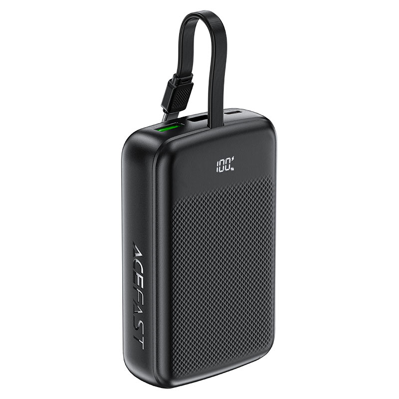 в продажу Повербанк Acefast 20000mAh 22,5W PD,QC3.0 USB-A+USB-C In/Out,built-in cable M14 Black - фото 3