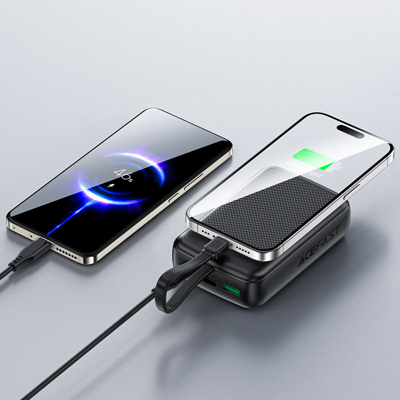 Повербанк Acefast 20000mAh 22,5W PD,QC3.0 USB-A+USB-C In/Out,built-in cable M14 Black відгуки - зображення 5