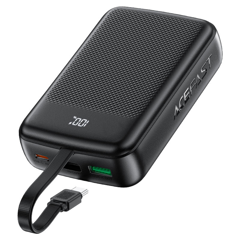 Повербанк Acefast 20000mAh 22,5W PD,QC3.0 USB-A+USB-C In/Out,built-in cable M14 Black ціна 999 грн - фотографія 2