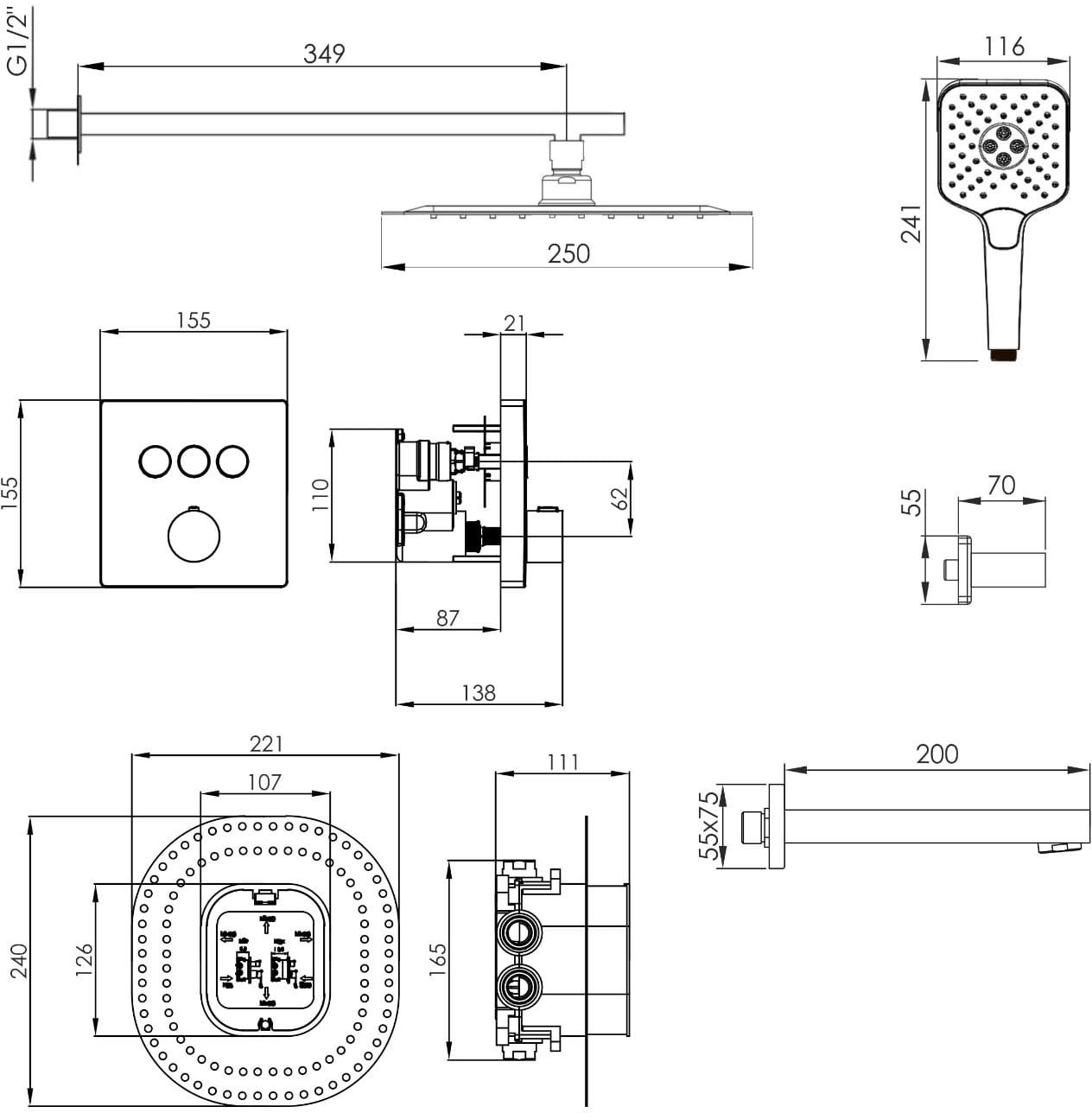 Imprese Judit t04810801SBC Габаритні розміри