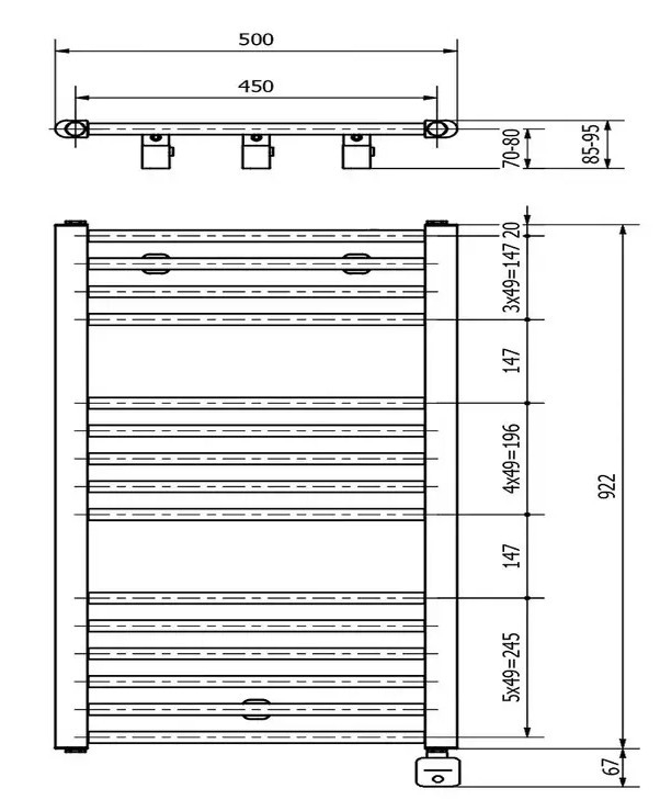 Luxrad Max 922x500 (MAX9225009003ELPW300) Габаритні розміри
