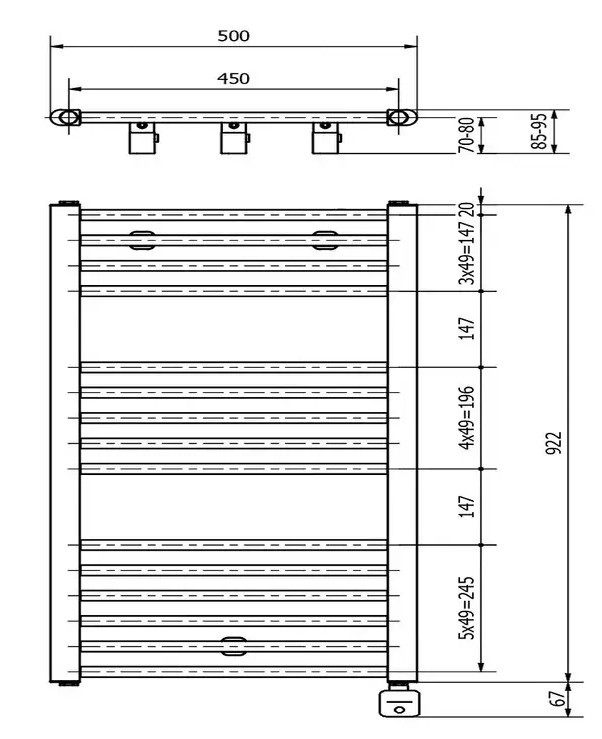 Luxrad Max 922x500 (MAX9225009003ELVW300) Габаритні розміри