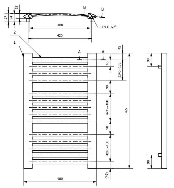 Luxrad Kastor 765x480 (KAST7654809003ZDC) Габаритні розміри