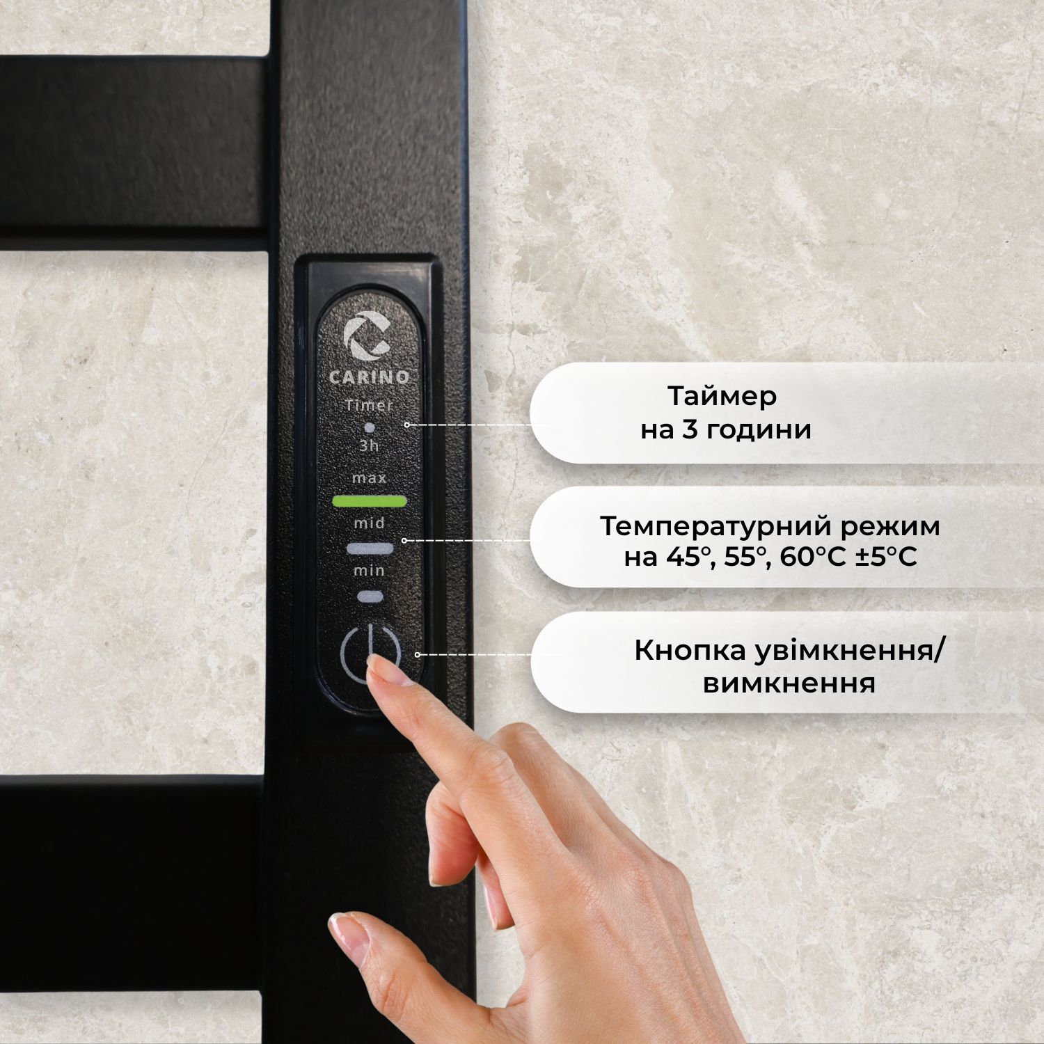 Полотенцесушитель Carino Cube 790x490 Black Matte (C7949FBM) обзор - фото 8