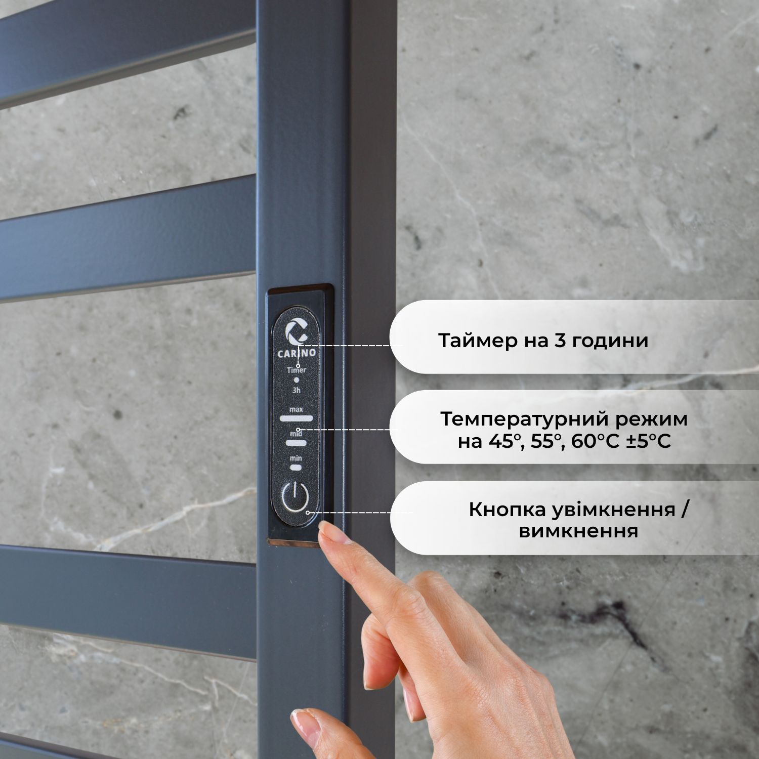 Полотенцесушитель Carino Cube 790x490 Anthracite Gray (C7949FGAM) обзор - фото 8