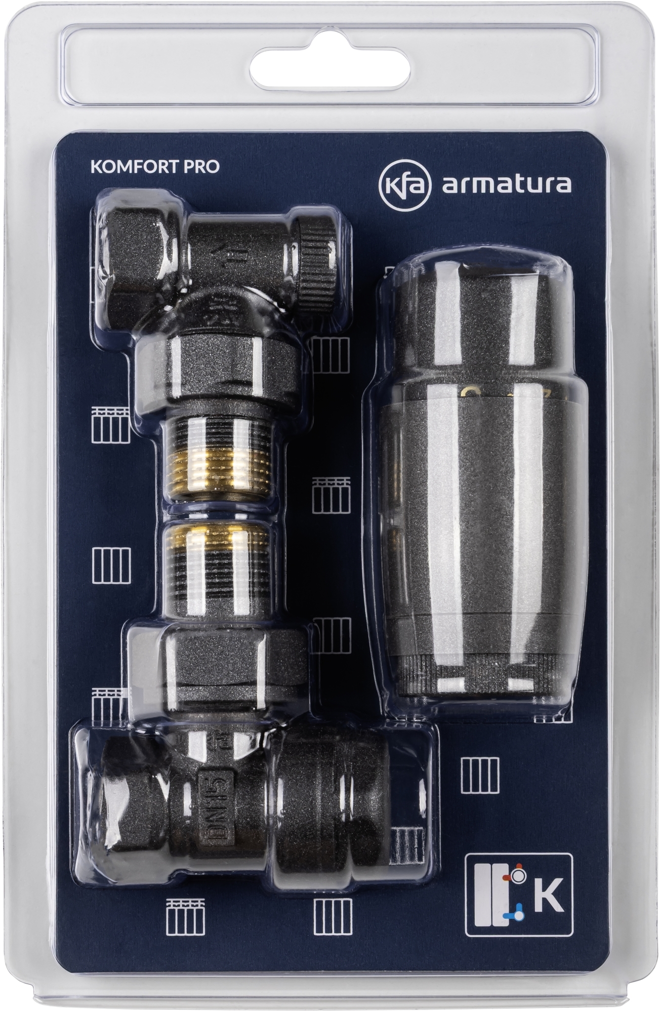 Термостатичний комплект KFA Armatura Komfort Pro угловой, графит (757-130-61-BL) цена 1546 грн - фотография 2