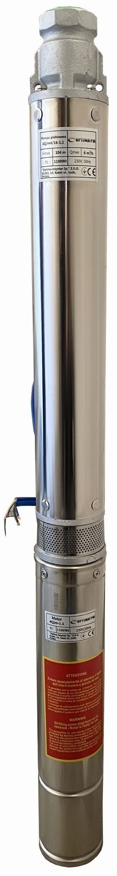 Свердловинний насос Optima PM 4QJm4/16 + 1,5 м кабель (000017627)