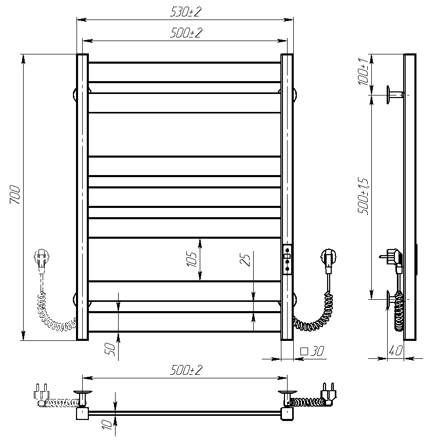 Venta Metropolis 700x500 (MTU.70.50.7.W.U.4) Габаритные размеры