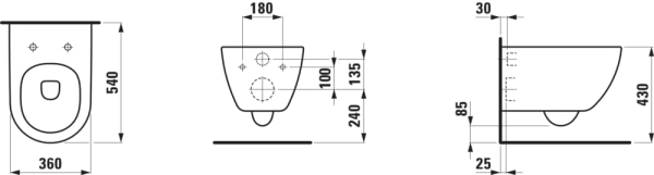 Laufen Pro X Rimless H8668600000001 Габаритні розміри