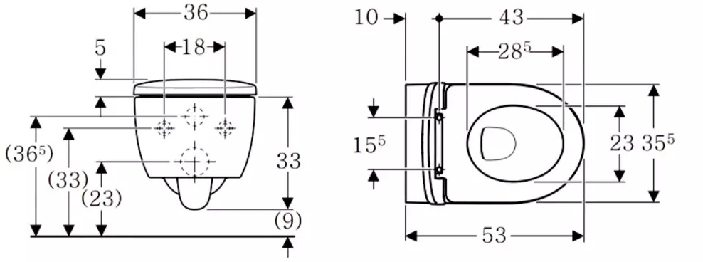 Geberit Smyle Round Rimfree 503.226.01.1 Габаритні розміри
