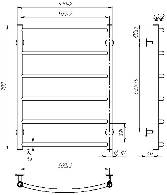 Venta Edge 700x500 (EDW.70.50.6.O.O) Габаритні розміри